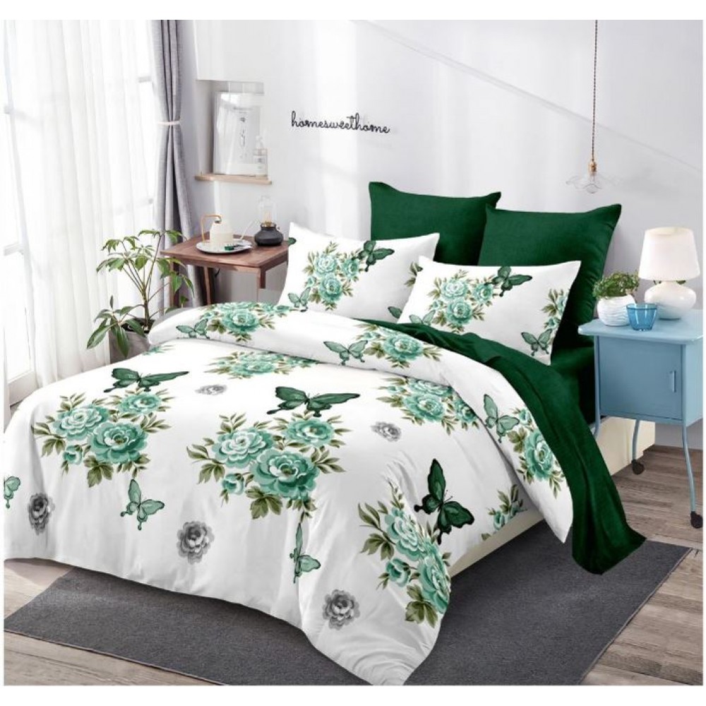 Set Lenjerie Eleganta din Finet , cu imprimeu deosebit, pentru pat dublu, 6 piese: Cearceaf de pat cu elastic 180 x 200 cm, Cearceaf pilota 200 x 230 cm, 2 fete de perna 55 x 80 cm, 2 fete de perna 70 x 70 cm, BB-992