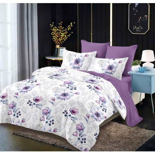 Set Lenjerie Eleganta din Finet , cu imprimeu deosebit, pentru pat dublu, 6 piese: Cearceaf de pat cu elastic 180 x 200 cm, Cearceaf pilota 200 x 230 cm, 2 fete de perna 55 x 80 cm, 2 fete de perna 70 x 70 cm, BB-975