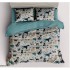 Set Lenjerie Finet 4 Piese din 100% Bumbac Pentru 1 Persoana, cu imprimeu deosebit,: Cearceaf de pat 155 x 230 cm, Cearceaf pilota 160 x 200 cm, 2 fete de perna 55 x 80 cm, QK8016