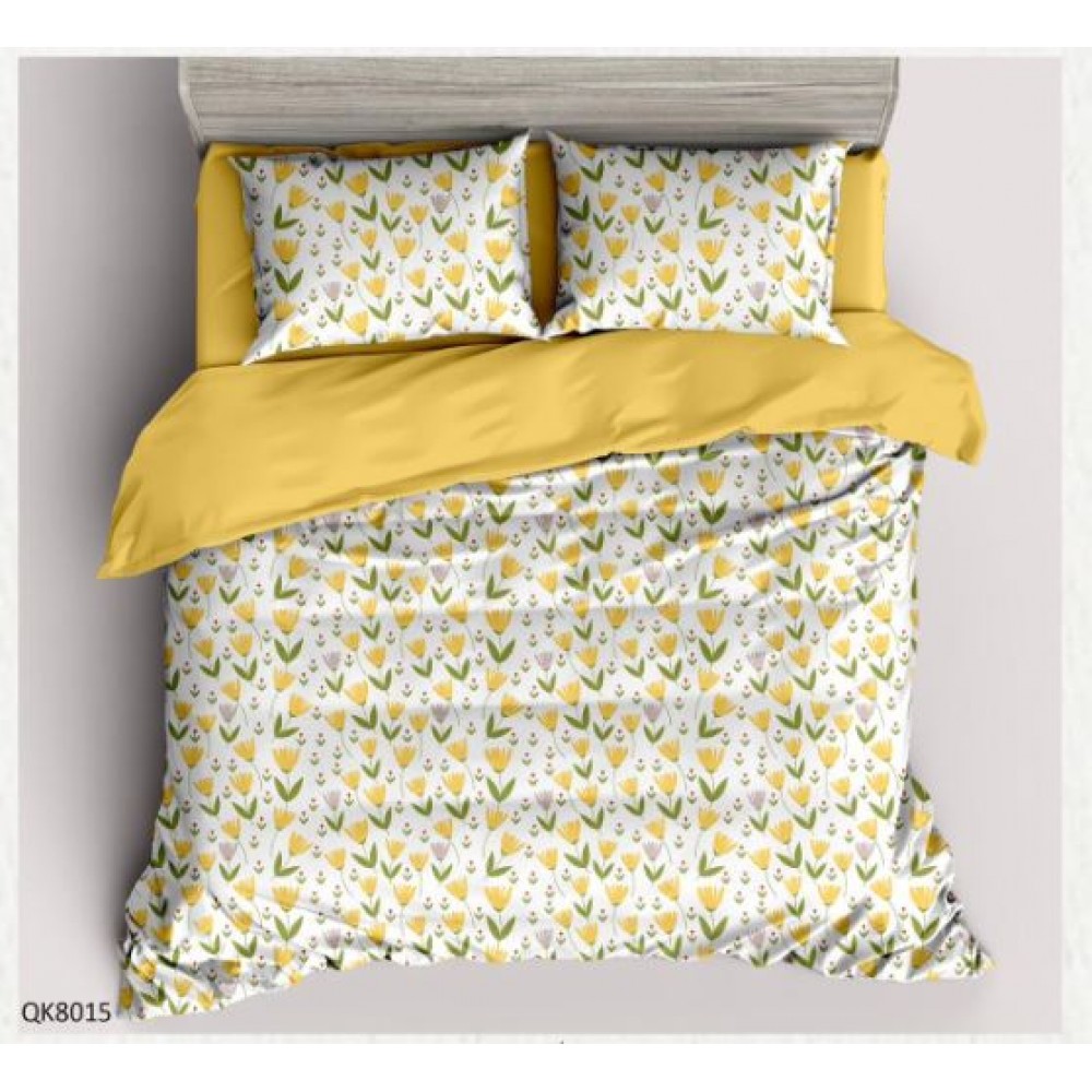 Set Lenjerie Finet 4 Piese din 100% Bumbac Pentru 1 Persoana, cu imprimeu deosebit,: Cearceaf de pat 155 x 230 cm, Cearceaf pilota 160 x 200 cm, 2 fete de perna 55 x 80 cm, QK8015