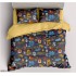 Set Lenjerie Finet 4 Piese din 100% Bumbac Pentru 1 Persoana, cu imprimeu deosebit,: Cearceaf de pat 155 x 230 cm, Cearceaf pilota 160 x 200 cm, 2 fete de perna 55 x 80 cm, QK8014