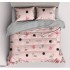 Set Lenjerie Finet 4 Piese din 100% Bumbac Pentru 1 Persoana, cu imprimeu deosebit,: Cearceaf de pat 155 x 230 cm, Cearceaf pilota 160 x 200 cm, 2 fete de perna 55 x 80 cm, QK8013