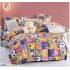 Set Lenjerie Finet 4 Piese din 100% Bumbac Pentru 1 Persoana, cu imprimeu deosebit,: Cearceaf de pat 155 x 230 cm, Cearceaf pilota 160 x 200 cm, 2 fete de perna 55 x 80 cm, QK8006