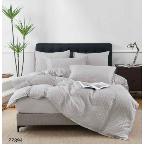 Lenjerie de Pat Dublu din Bumbac Tricotat - Set Premium 4 Piese cu Cearșaf Elastic și Imprimeu Satinat, Cearceaf de pat cu Elastic 180 x 200 cm, Cearceaf pilota 200 x 230 cm, 2 fete de perna 50 x 70 cm,ZZ894