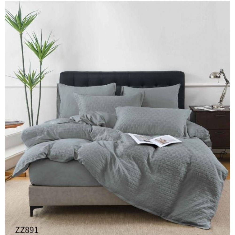Lenjerie de Pat Dublu din Bumbac Tricotat - Set Premium 4 Piese cu Cearșaf Elastic și Imprimeu Satinat, Cearceaf de pat cu Elastic 180 x 200 cm, Cearceaf pilota 200 x 230 cm, 2 fete de perna 50 x 70 cm,ZZ891
