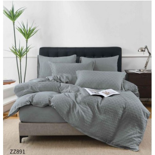 Lenjerie de Pat Dublu din Bumbac Tricotat - Set Premium 4 Piese cu Cearșaf Elastic și Imprimeu Satinat, Cearceaf de pat cu Elastic 180 x 200 cm, Cearceaf pilota 200 x 230 cm, 2 fete de perna 50 x 70 cm,ZZ891