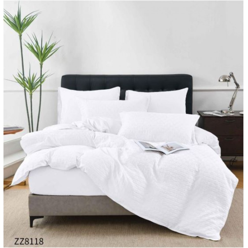 Lenjerie de Pat Dublu din Bumbac Tricotat - Set Premium 4 Piese cu Cearșaf Elastic și Imprimeu Satinat, Cearceaf de pat cu Elastic 180 x 200 cm, Cearceaf pilota 200 x 230 cm, 2 fete de perna 50 x 70 cm,ZZ8118