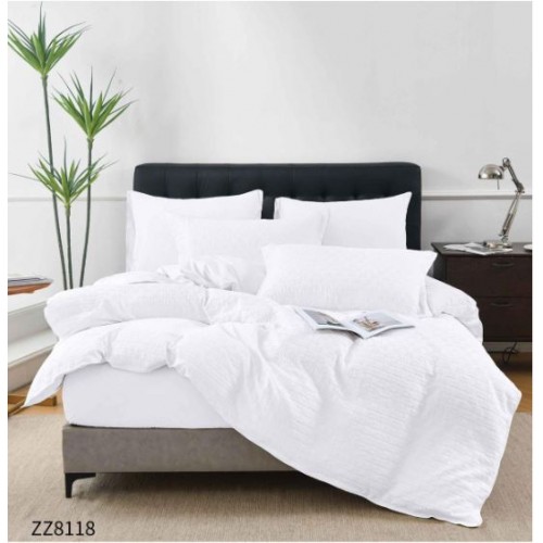 Lenjerie de Pat Dublu din Bumbac Tricotat - Set Premium 4 Piese cu Cearșaf Elastic și Imprimeu Satinat, Cearceaf de pat cu Elastic 180 x 200 cm, Cearceaf pilota 200 x 230 cm, 2 fete de perna 50 x 70 cm,ZZ8118