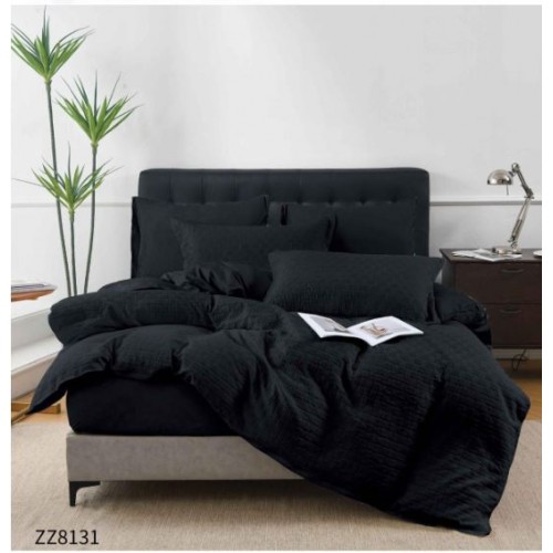 Lenjerie de Pat Dublu din Bumbac Tricotat - Set Premium 4 Piese cu Cearșaf Elastic și Imprimeu Satinat, Cearceaf de pat cu Elastic 180 x 200 cm, Cearceaf pilota 200 x 230 cm, 2 fete de perna 50 x 70 cm,ZZ8131