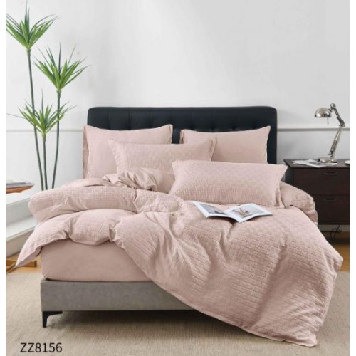 Lenjerie de Pat Dublu din Bumbac Tricotat - Set Premium 4 Piese cu Cearșaf Elastic și Imprimeu Satinat, Cearceaf de pat cu Elastic 180 x 200 cm, Cearceaf pilota 200 x 230 cm, 2 fete de perna 50 x 70 cm,ZZ8156