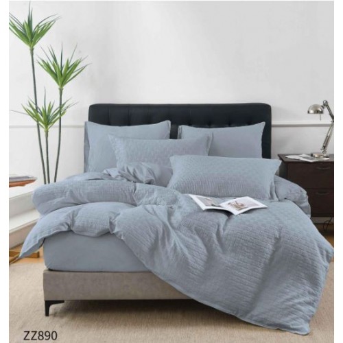 Lenjerie de Pat Dublu din Bumbac Tricotat - Set Premium 4 Piese cu Cearșaf Elastic și Imprimeu Satinat, Cearceaf de pat cu Elastic 180 x 200 cm, Cearceaf pilota 200 x 230 cm, 2 fete de perna 50 x 70 cm,ZZ890