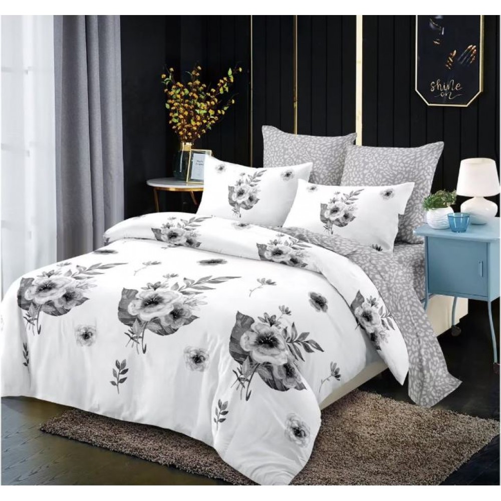 Lenjerie de pat FINET pentru 2 persoane, 6 piese, Cearceaf de pat  235 x 250 cm, Cearceaf pilota 200 x 230 cm, 2 fete de perna 70 x 70 cm,2 fete de perna 55 x 80 cm, A651