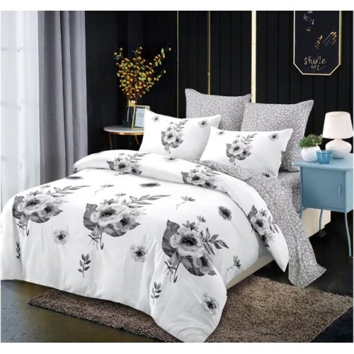 Lenjerie de pat FINET pentru 2 persoane, 6 piese, Cearceaf de pat  235 x 250 cm, Cearceaf pilota 200 x 230 cm, 2 fete de perna 70 x 70 cm,2 fete de perna 55 x 80 cm, A651