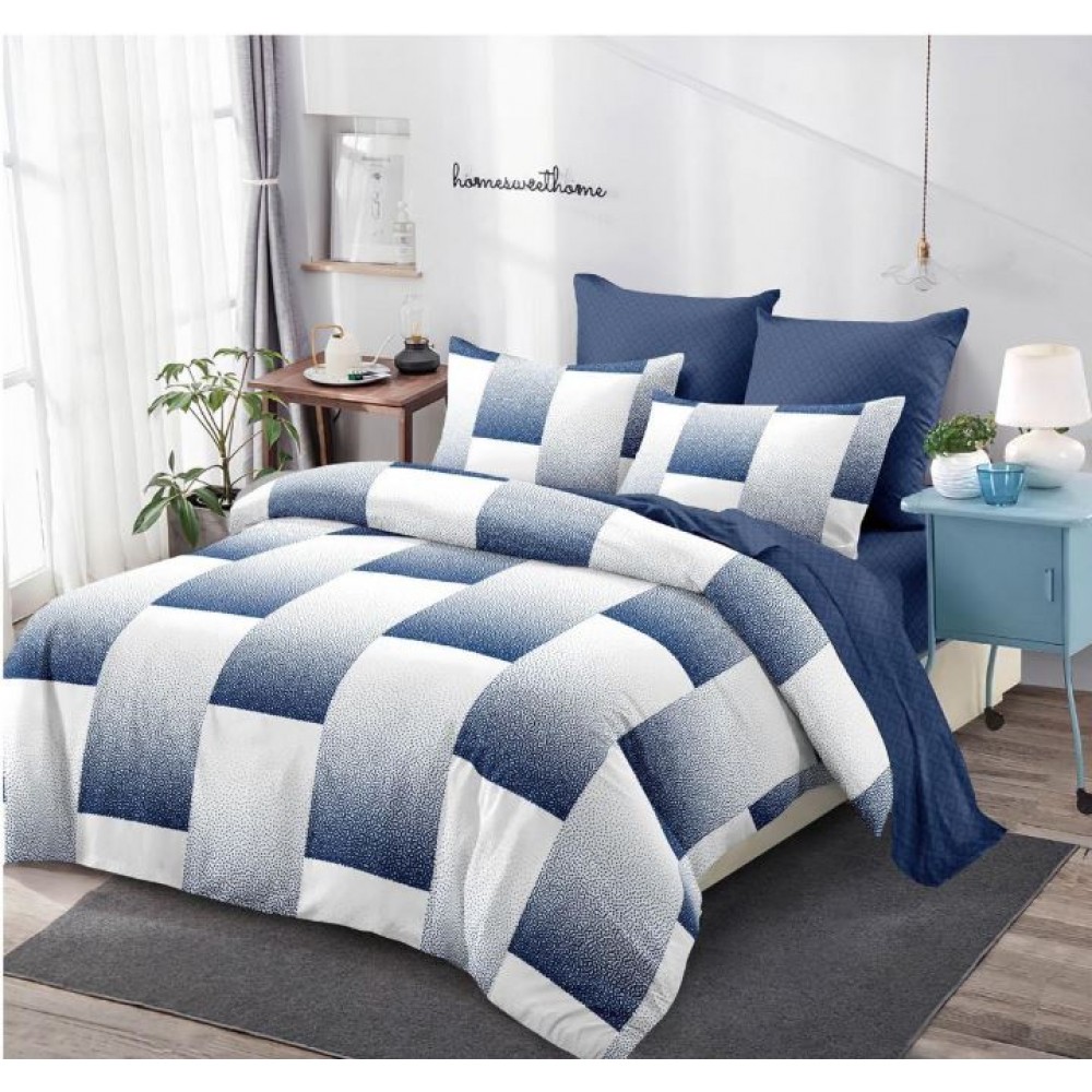 Lenjerie de pat FINET pentru 2 persoane, 6 piese, Cearceaf de pat  235 x 250 cm, Cearceaf pilota 200 x 230 cm, 2 fete de perna 70 x 70 cm,2 fete de perna 55 x 80 cm, A691