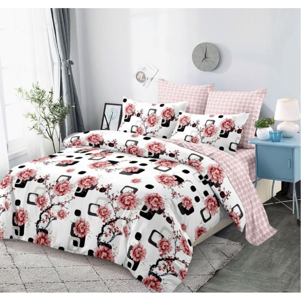 Lenjerie de pat FINET pentru 2 persoane, 6 piese, Cearceaf de pat 235 x 250 cm, Cearceaf pilota 200 x 230 cm, 2 fete de perna 70 x 70 cm,2 fete de perna 55 x 80 cm, A6008