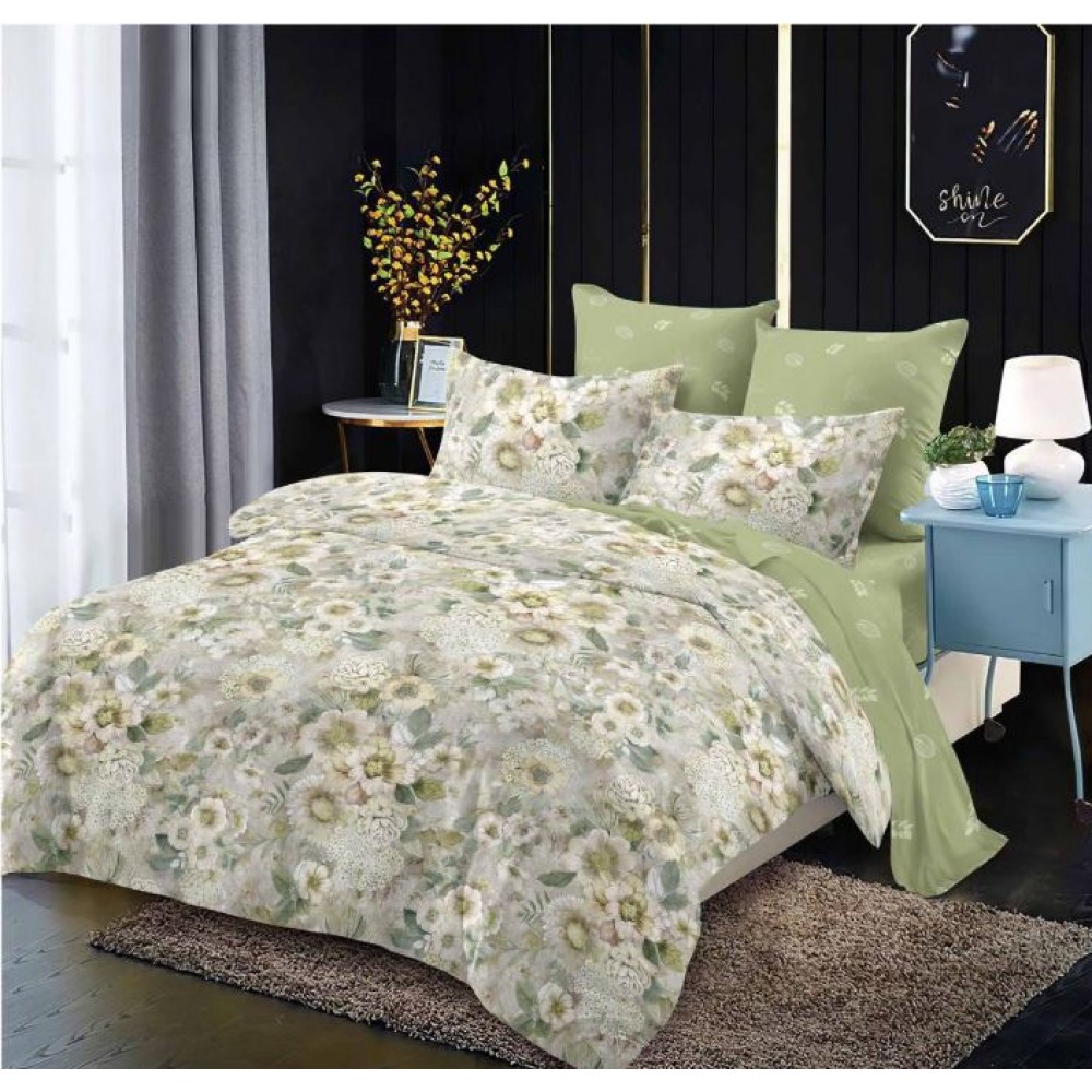 Lenjerie de pat FINET pentru 2 persoane, 6 piese, Cearceaf de pat  235 x 250 cm, Cearceaf pilota 200 x 230 cm, 2 fete de perna 70 x 70 cm,2 fete de perna 55 x 80 cm, A6005