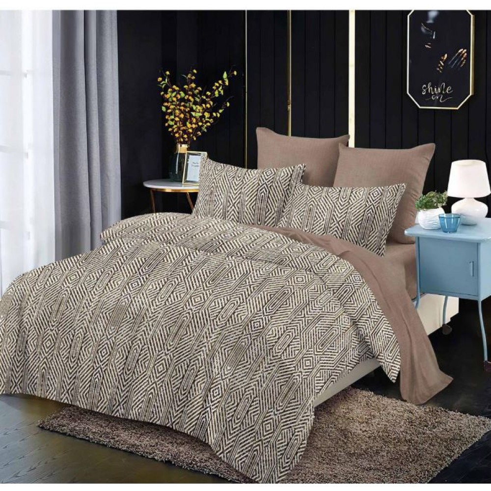 Lenjerie de pat FINET pentru 2 persoane, 6 piese, Cearceaf de pat  235 x 250 cm, Cearceaf pilota 200 x 230 cm, 2 fete de perna 70 x 70 cm,2 fete de perna 55 x 80 cm, A6003