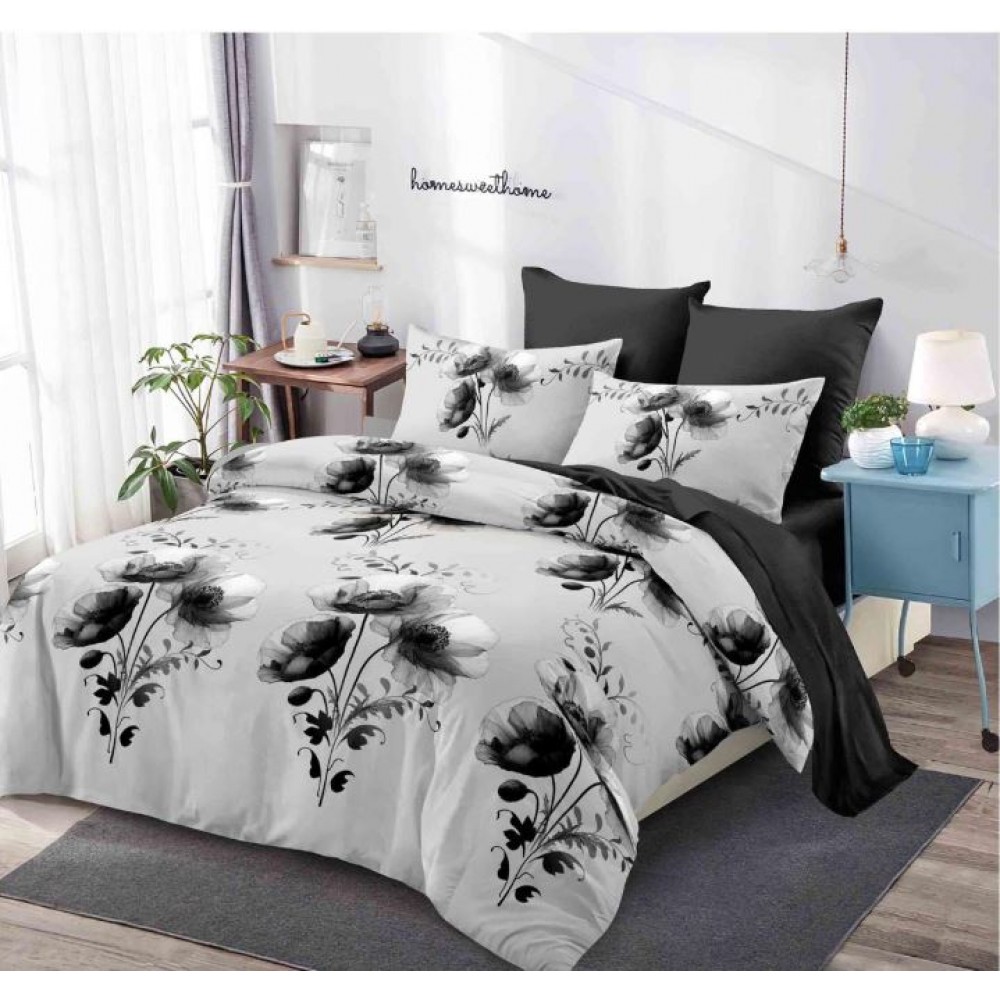 Lenjerie de pat FINET pentru 2 persoane, 6 piese, Cearceaf de pat  235 x 250 cm, Cearceaf pilota 200 x 230 cm, 2 fete de perna 70 x 70 cm,2 fete de perna 55 x 80 cm, A6014