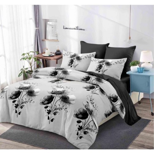 Lenjerie de pat FINET pentru 2 persoane, 6 piese, Cearceaf de pat  235 x 250 cm, Cearceaf pilota 200 x 230 cm, 2 fete de perna 70 x 70 cm,2 fete de perna 55 x 80 cm, A6014