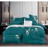 Set Lenjerie Eleganta din Bumbac, Brodat , pentru pat dublu, 4 piese: Cearceaf de pat cu elastic 180 x 200 cm, Cearceaf pilota 200 x 230 cm, 2 fete de perna 55 x 80 cm, XH013