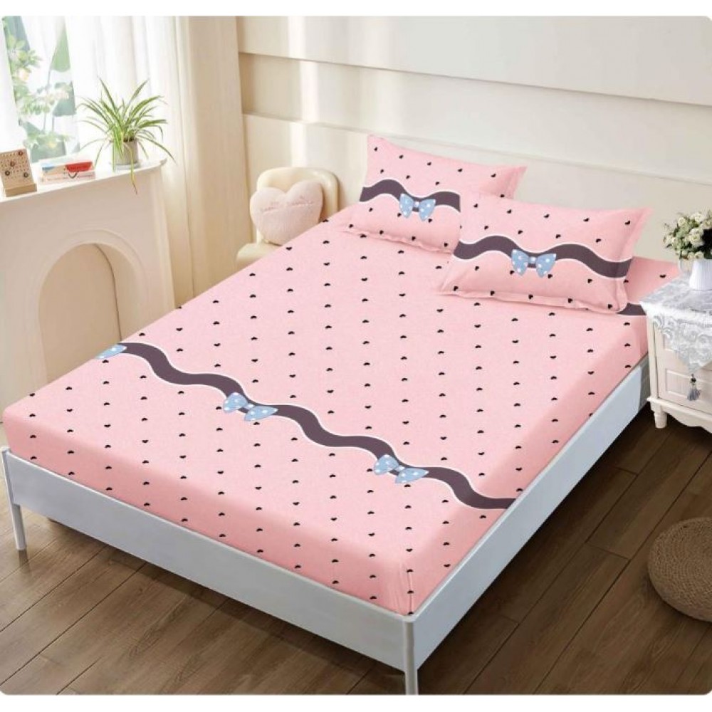 Husa de pat din Finet cu Elastic cu 2 fete de perna ,Pat 2 Persoane,160x200CM, D038