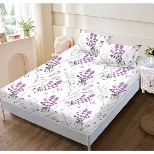 Husa de pat din Finet cu Elastic cu 2 fete de perna ,Pat 2 Persoane,160x200CM, D035