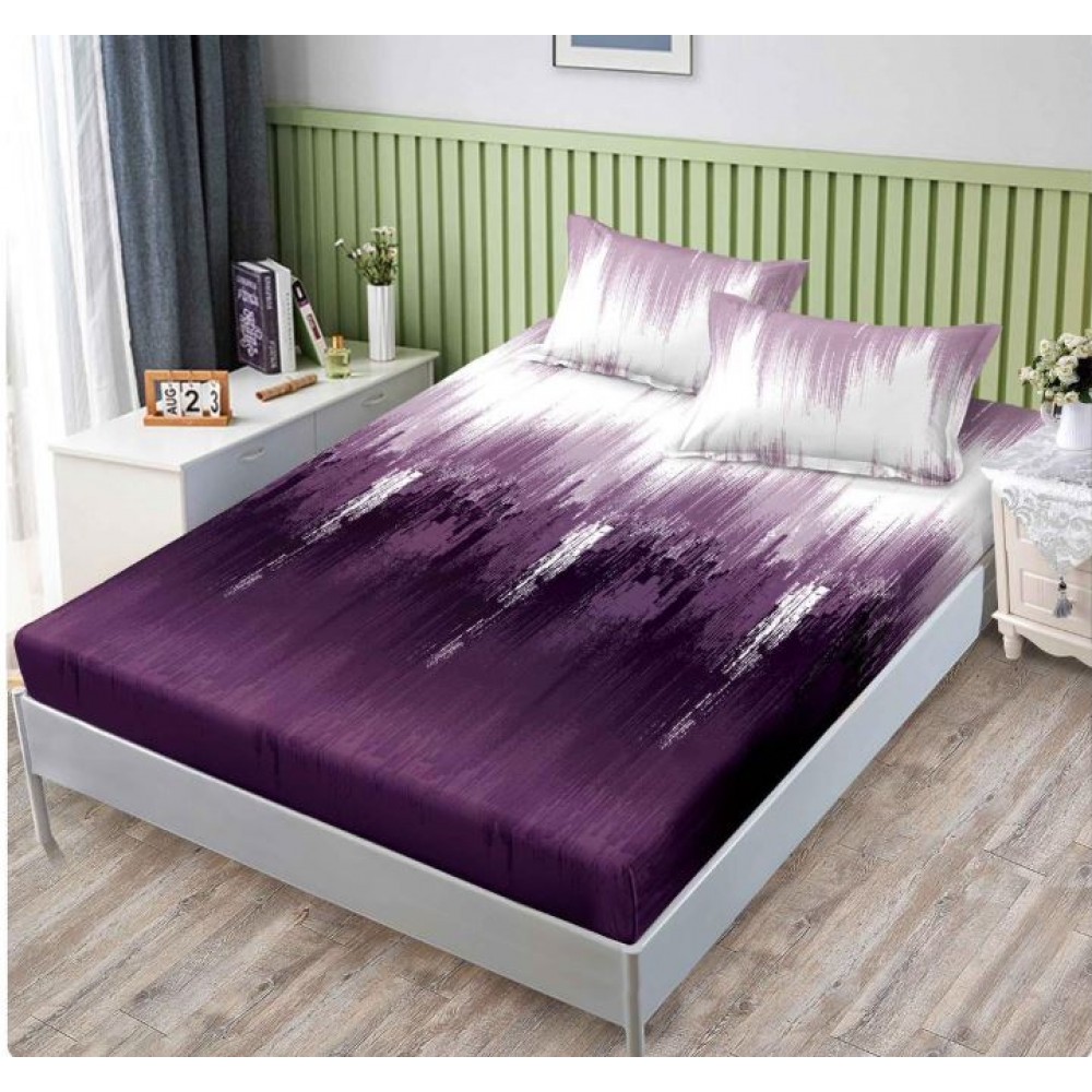 Husa de pat din Finet cu Elastic cu 2 fete de perna ,Pat 2 Persoane,160x200CM, D059