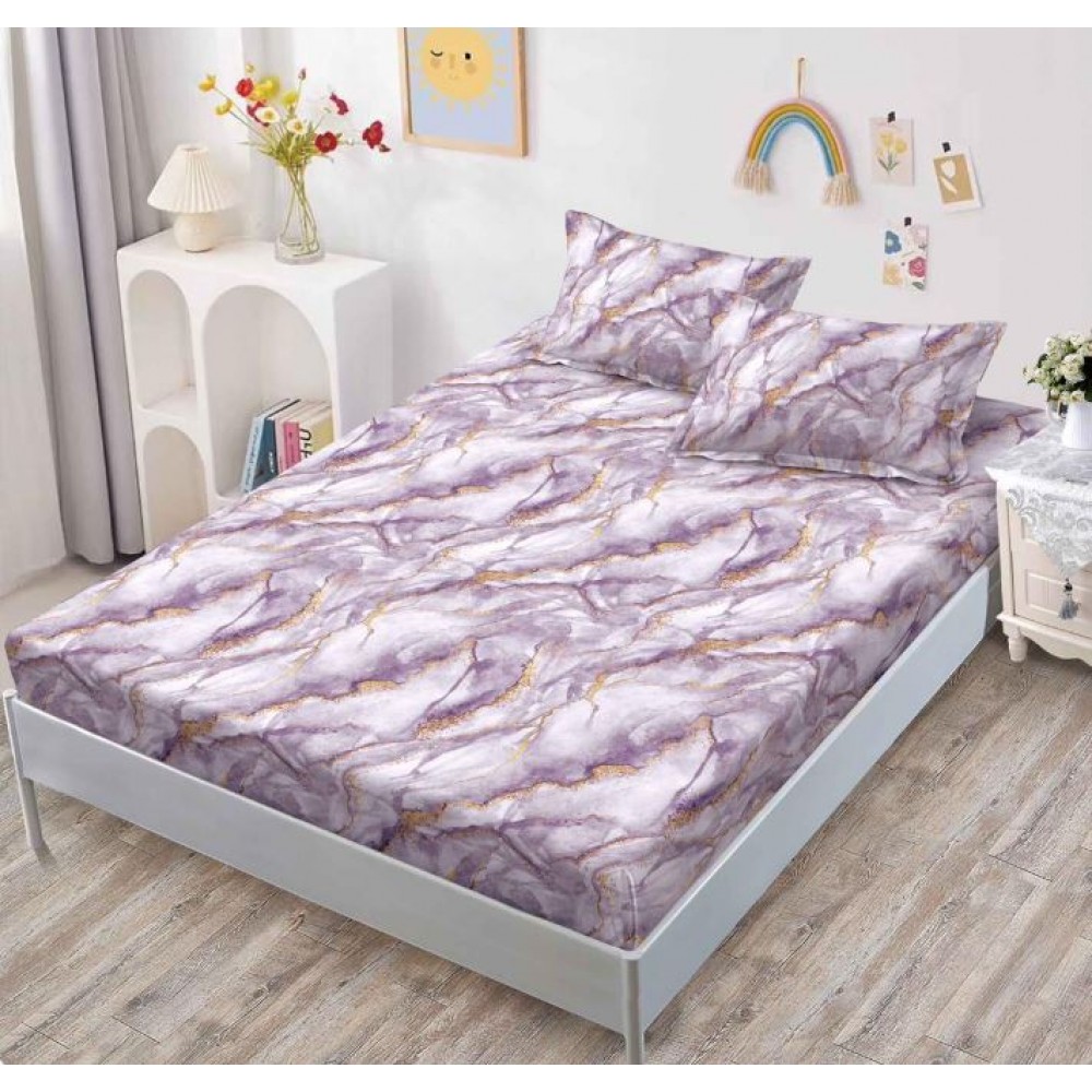 Husa de pat din Finet cu Elastic cu 2 fete de perna ,Pat 2 Persoane,160x200CM, D058