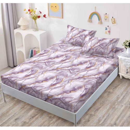 Husa de pat din Finet cu Elastic cu 2 fete de perna ,Pat 2 Persoane,160x200CM, D058