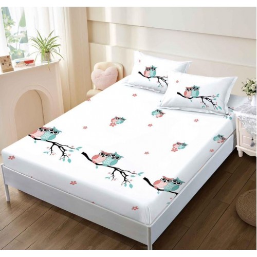 Husa de pat din Finet cu Elastic cu 2 fete de perna ,Pat 2 Persoane,160x200CM, D037