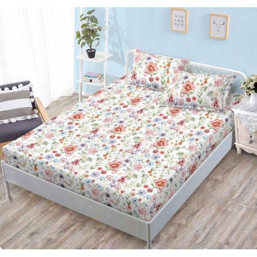 Husa de pat din Finet cu Elastic cu 2 fete de perna ,Pat 2 Persoane,160x200CM, D045