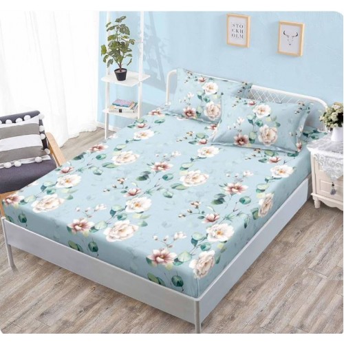 Husa de pat din Finet cu Elastic cu 2 fete de perna ,Pat 2 Persoane,160x200CM, D046