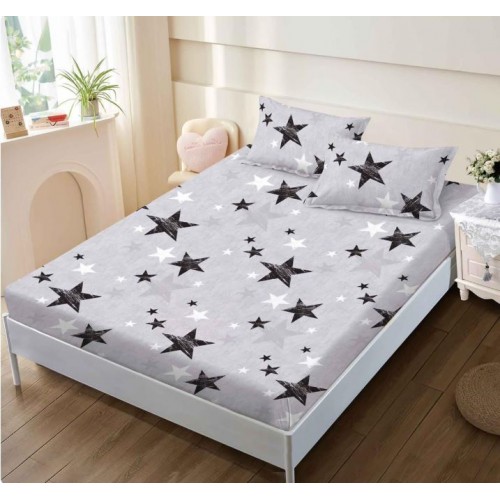 Husa de pat din Finet cu Elastic cu 2 fete de perna ,Pat 2 Persoane,160x200CM, D039