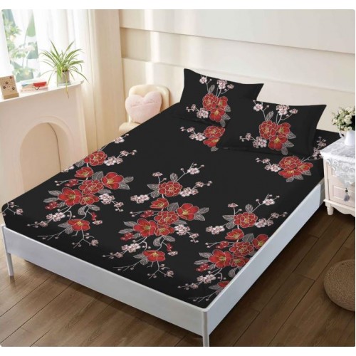 Husa de pat din Finet cu Elastic cu 2 fete de perna ,Pat 2 Persoane,160x200CM, D034