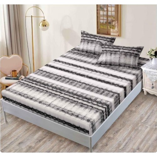 Husa de pat din Finet cu Elastic cu 2 fete de perna ,Pat 2 Persoane,160x200CM, D055