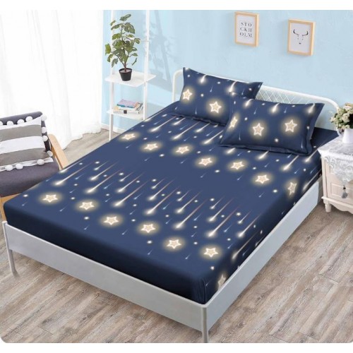 Husa de pat din Finet cu Elastic cu 2 fete de perna ,Pat 2 Persoane,160x200CM, D050