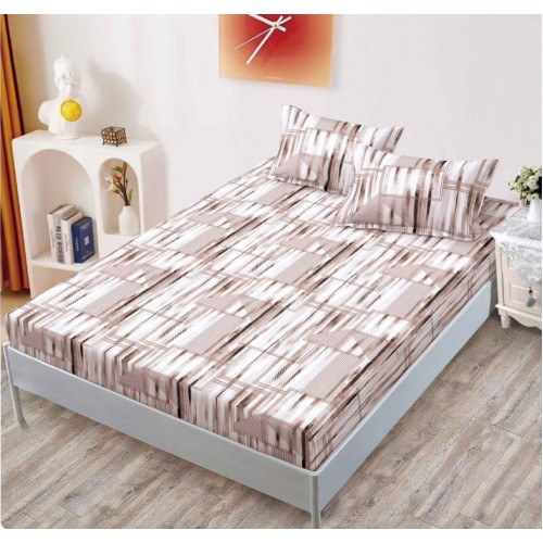 Husa de pat din Finet cu Elastic cu 2 fete de perna ,Pat 2 Persoane,160x200CM, D054