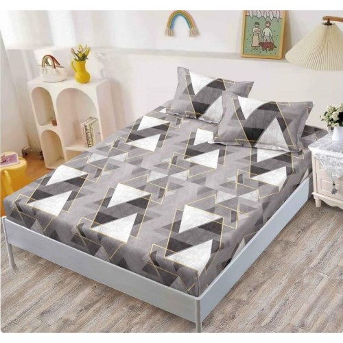 Husa de pat din Finet cu Elastic cu 2 fete de perna ,Pat 2 Persoane,160x200CM, D056