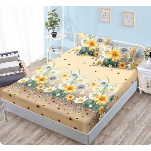 Husa de pat din Finet cu Elastic cu 2 fete de perna ,Pat 2 Persoane,160x200CM, D043