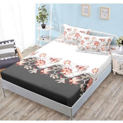 Husa de pat din Finet cu Elastic cu 2 fete de perna ,Pat 2 Persoane,160x200CM, D071