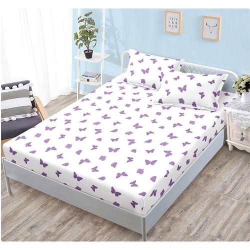 Husa de pat din Finet cu Elastic cu 2 fete de perna ,Pat 2 Persoane,160x200CM, D3002