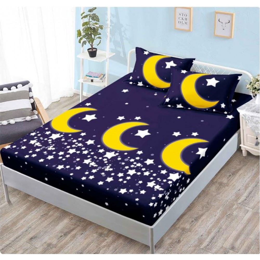 Husa de pat din Finet cu Elastic cu 2 fete de perna ,Pat 2 Persoane,160x200CM, D067