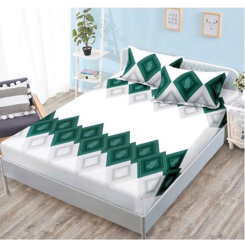 Husa de pat din Finet cu Elastic cu 2 fete de perna ,Pat 2 Persoane,160x200CM, D065