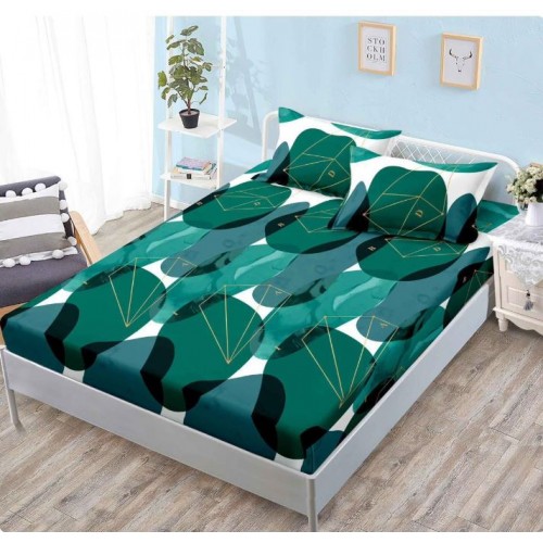 Husa de pat din Finet cu Elastic cu 2 fete de perna ,Pat 2 Persoane,160x200CM, D068