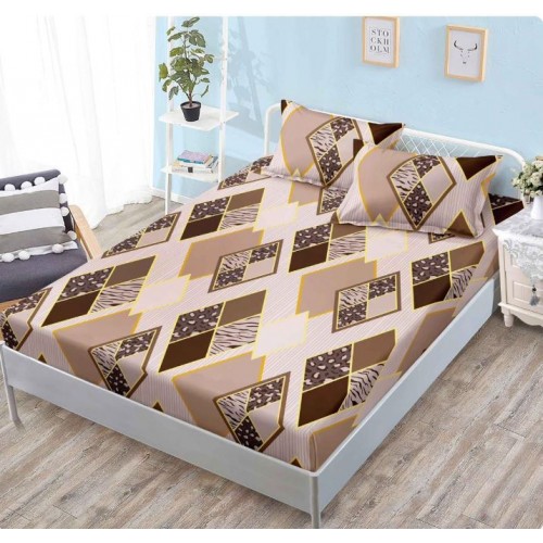 Husa de pat din Finet cu Elastic cu 2 fete de perna ,Pat 2 Persoane,160x200CM, D064