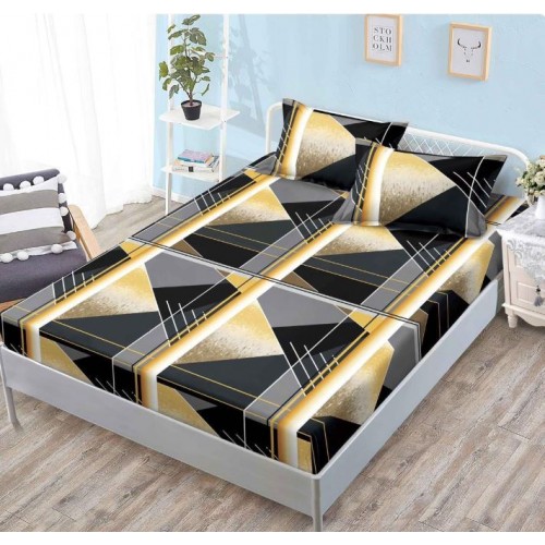 Husa de pat din Finet cu Elastic cu 2 fete de perna ,Pat 2 Persoane,160x200CM, D063