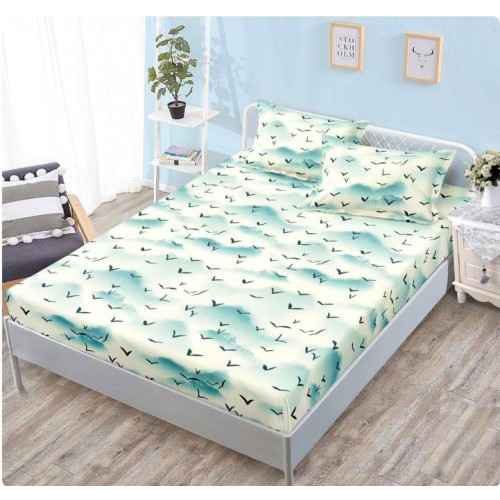 Husa de pat din Finet cu Elastic cu 2 fete de perna ,Pat 2 Persoane,160x200CM, D3004