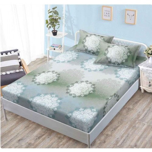 Husa de pat din Finet cu Elastic cu 2 fete de perna ,Pat 2 Persoane,160x200CM, D3008