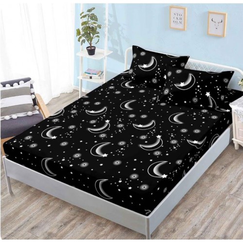 Husa de pat din Finet cu Elastic cu 2 fete de perna ,Pat 2 Persoane,160x200CM, D022