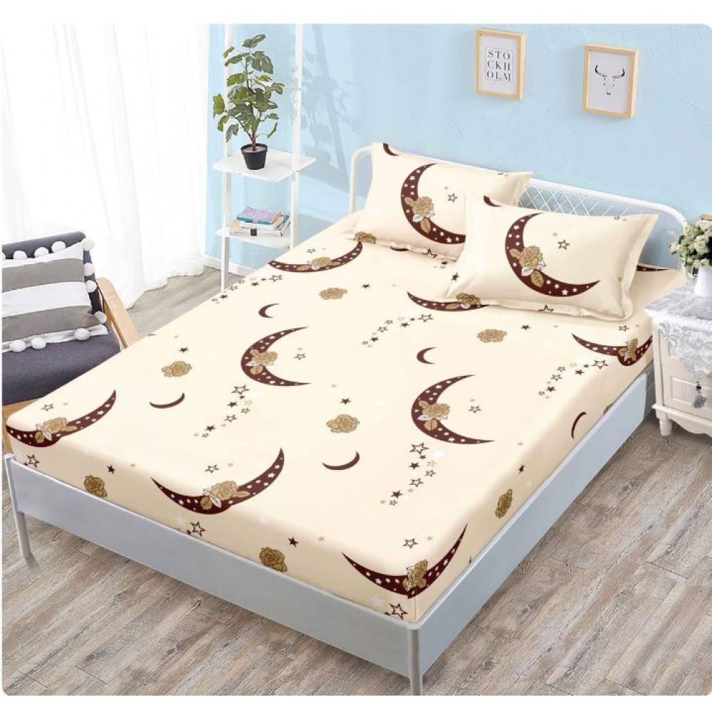 Husa de pat din Finet cu Elastic cu 2 fete de perna ,Pat 2 Persoane,160x200CM, D3005